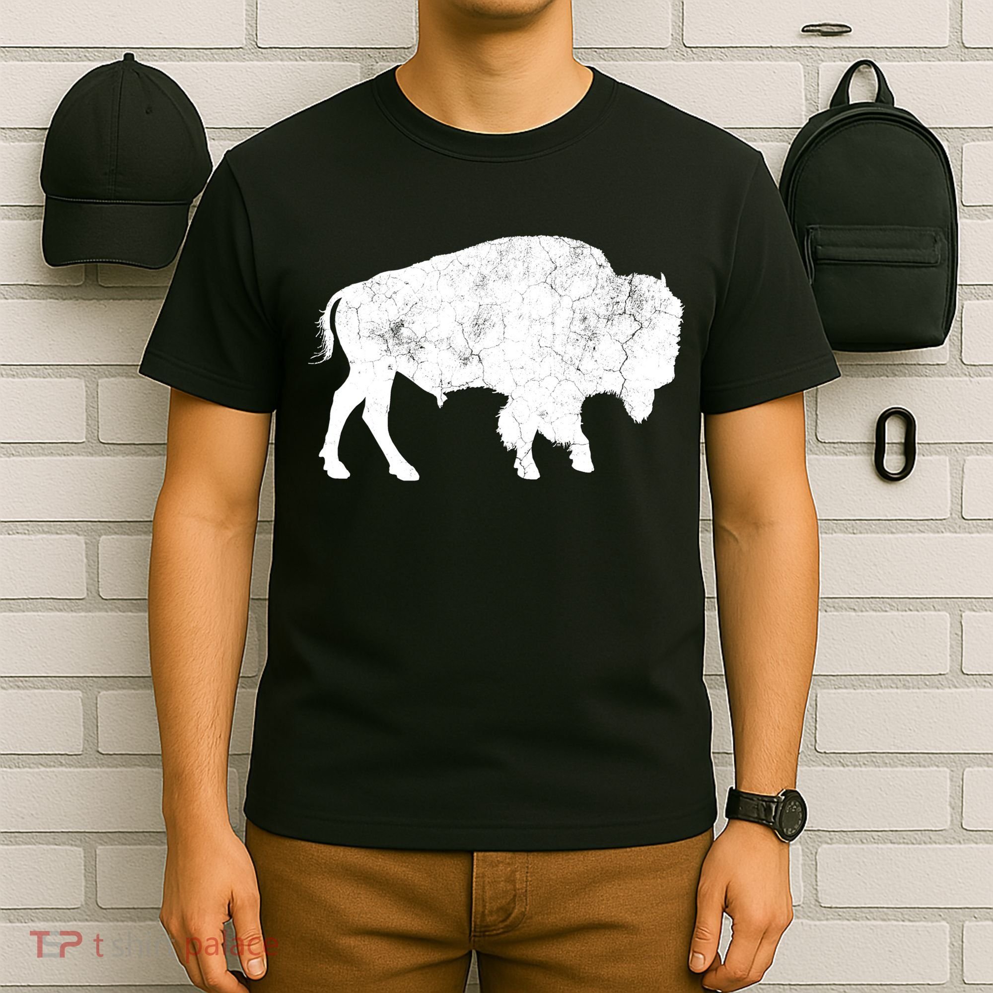 Distressed Buffalo Retro Bison Animal Lover T-Shirt