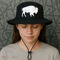 Distressed Buffalo Retro Bison Animal Lover Bucket Hat thumb 3