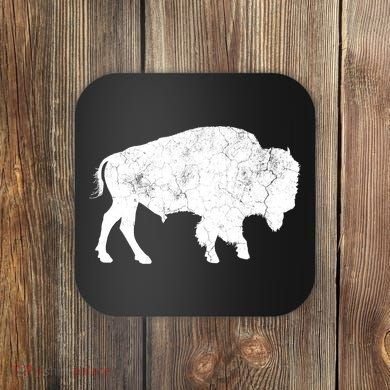 Distressed Buffalo Retro Bison Animal Lover Coaster