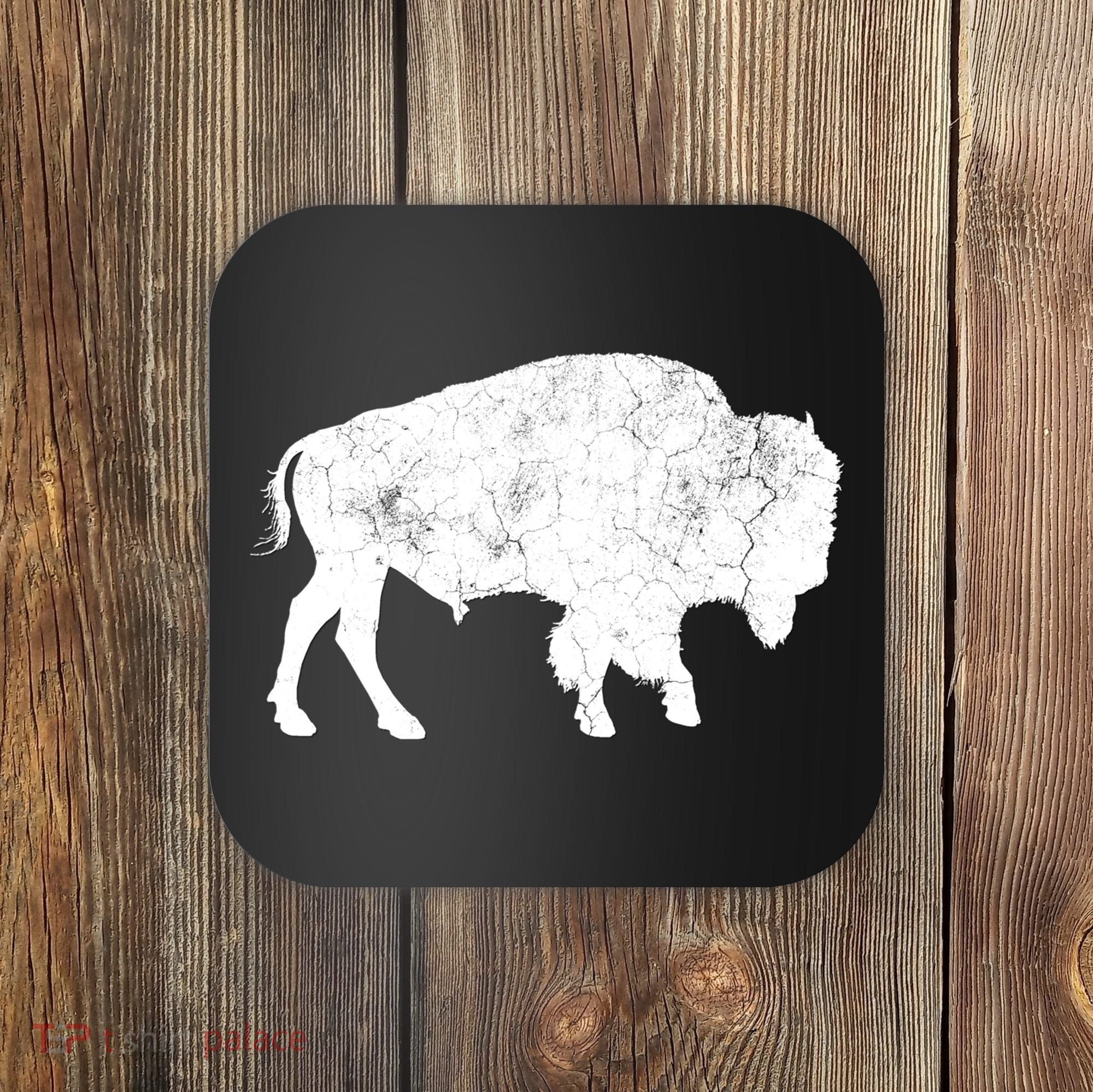 Distressed Buffalo Retro Bison Animal Lover Coaster