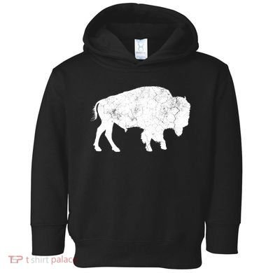 Distressed Buffalo Retro Bison Animal Lover Toddler Hoodie