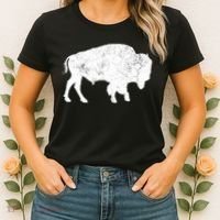 Distressed Buffalo Retro Bison Animal Lover Women's T-Shirt thumb 2