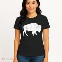 Distressed Buffalo Retro Bison Animal Lover Women's T-Shirt thumb 4