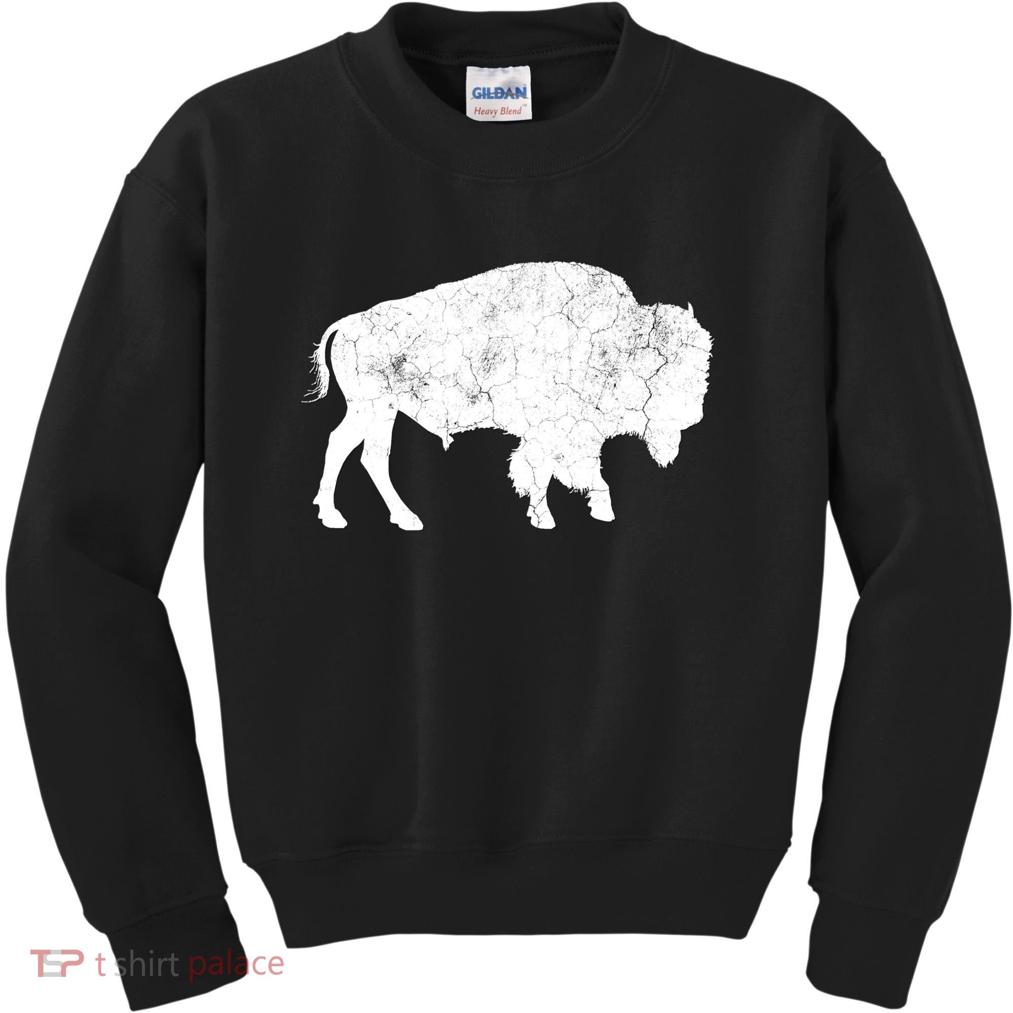 Distressed Buffalo Retro Bison Animal Lover Kids Sweatshirt