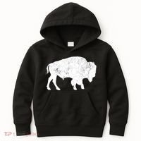 Distressed Buffalo Retro Bison Animal Lover Kids Hoodie thumb 0