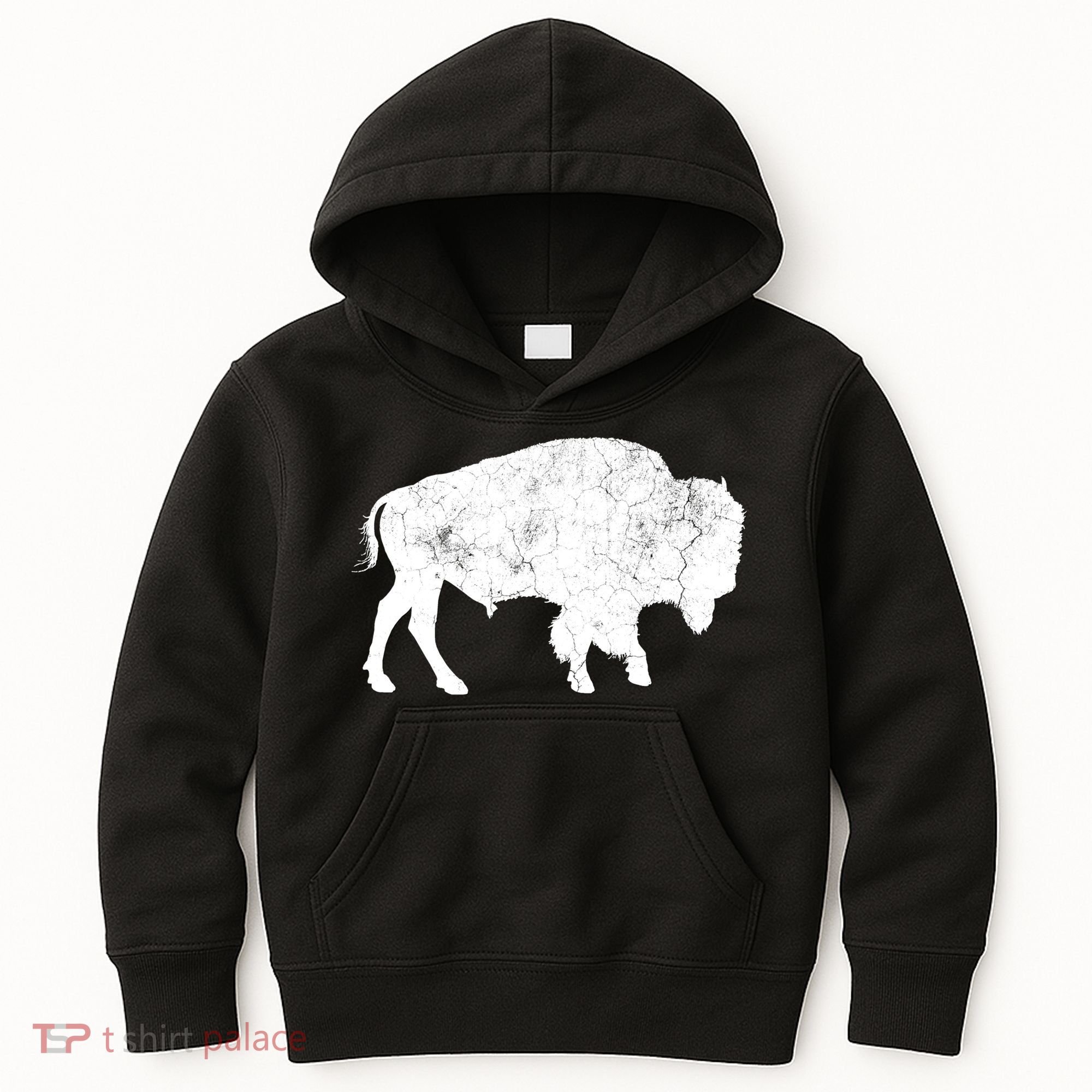 Distressed Buffalo Retro Bison Animal Lover Kids Hoodie