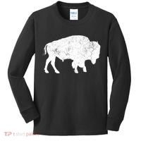 Distressed Buffalo Retro Bison Animal Lover Kids Long Sleeve Shirt thumb 0
