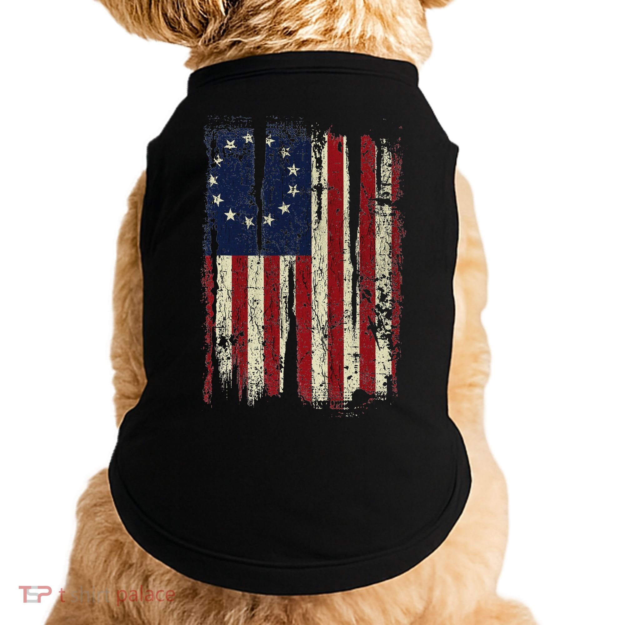 Distressed Betsy Ross American Flag 13 Star Colonies Patriot Doggie Tank