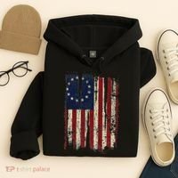 Distressed Betsy Ross American Flag 13 Star Colonies Patriot Hoodie thumb 4