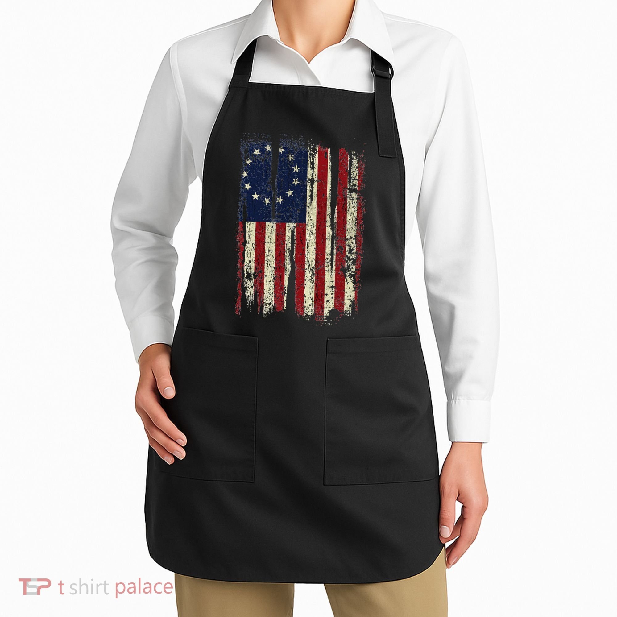 Distressed Betsy Ross American Flag 13 Star Colonies Patriot Apron