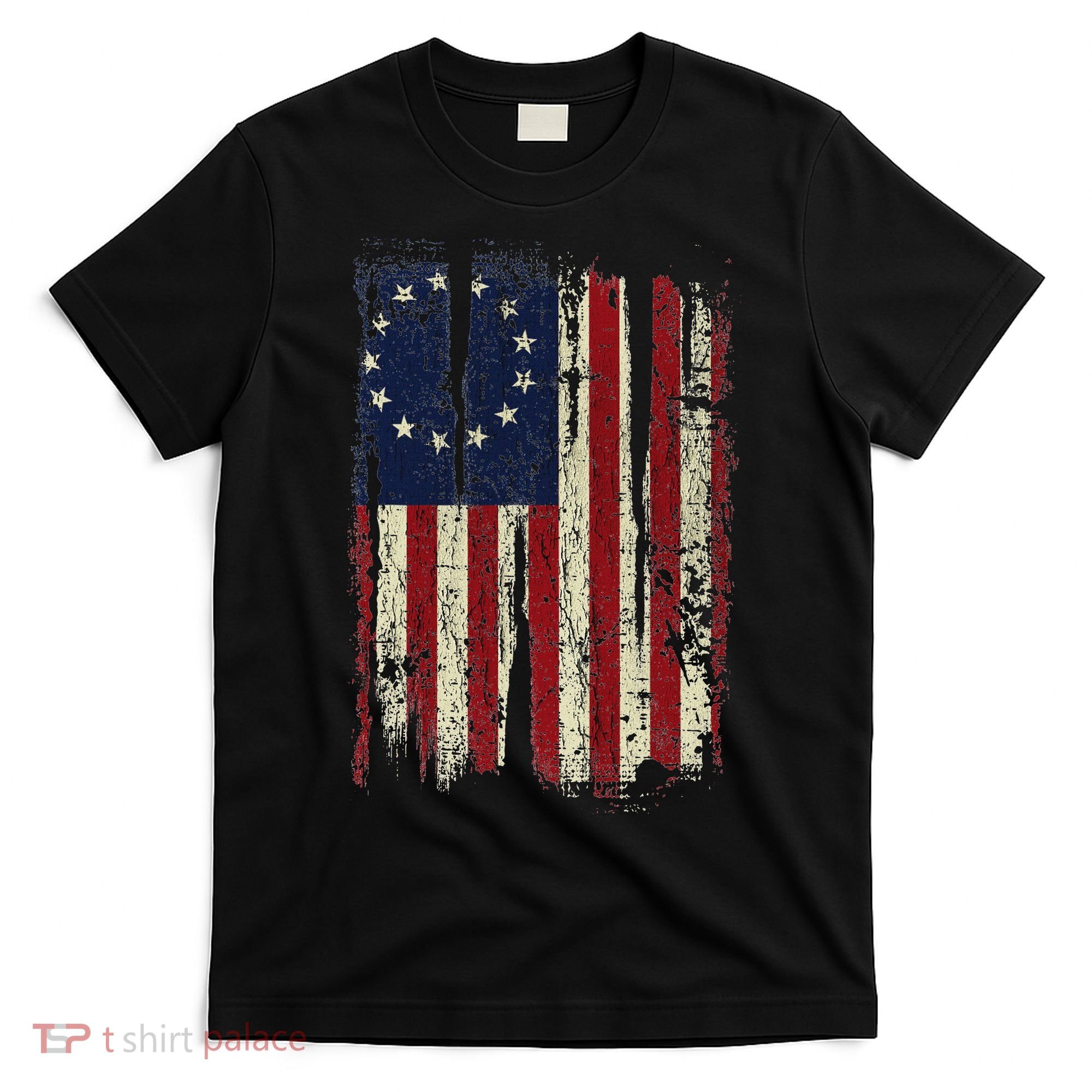 Distressed Betsy Ross American Flag 13 Star Colonies Patriot T-Shirt