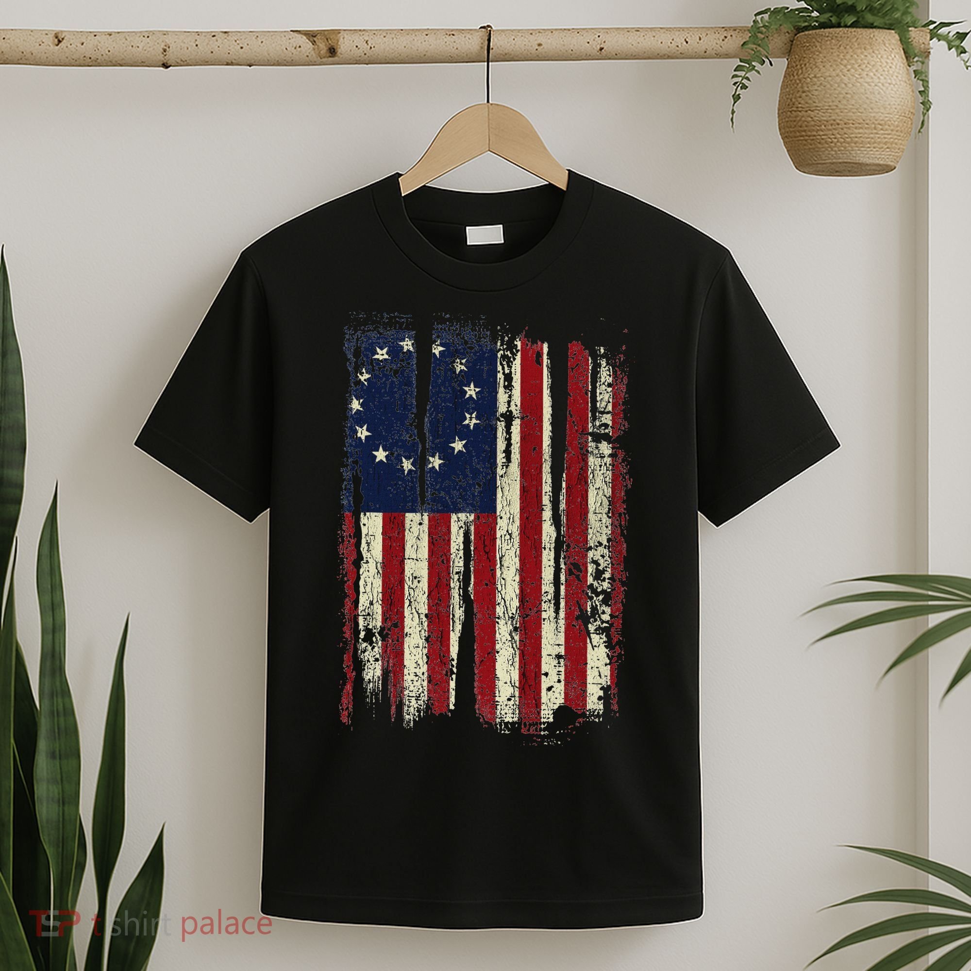 Distressed Betsy Ross American Flag 13 Star Colonies Patriot T-Shirt