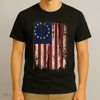 Distressed Betsy Ross American Flag 13 Star Colonies Patriot T-Shirt thumb 3