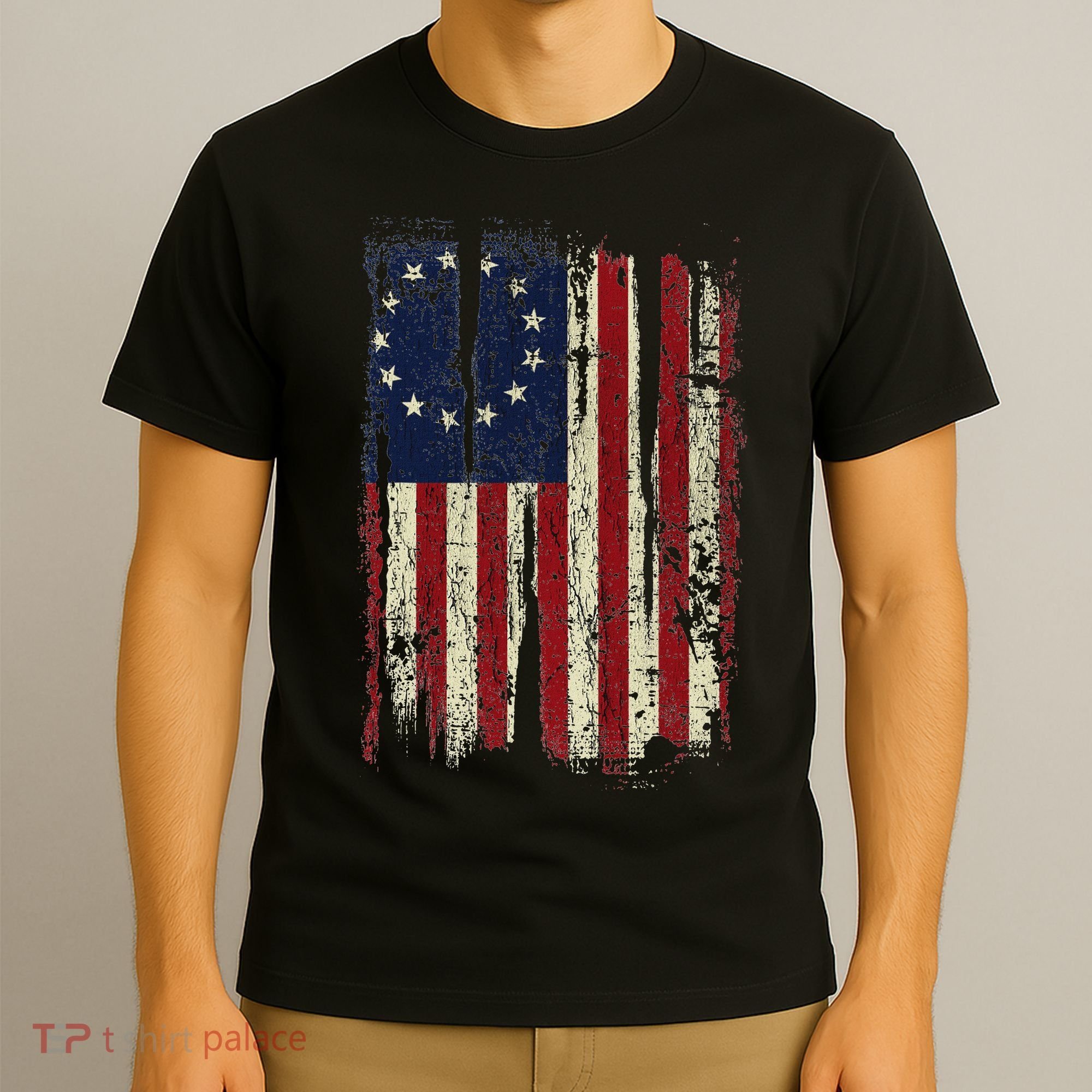 Distressed Betsy Ross American Flag 13 Star Colonies Patriot T-Shirt