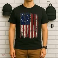 Distressed Betsy Ross American Flag 13 Star Colonies Patriot T-Shirt thumb 6