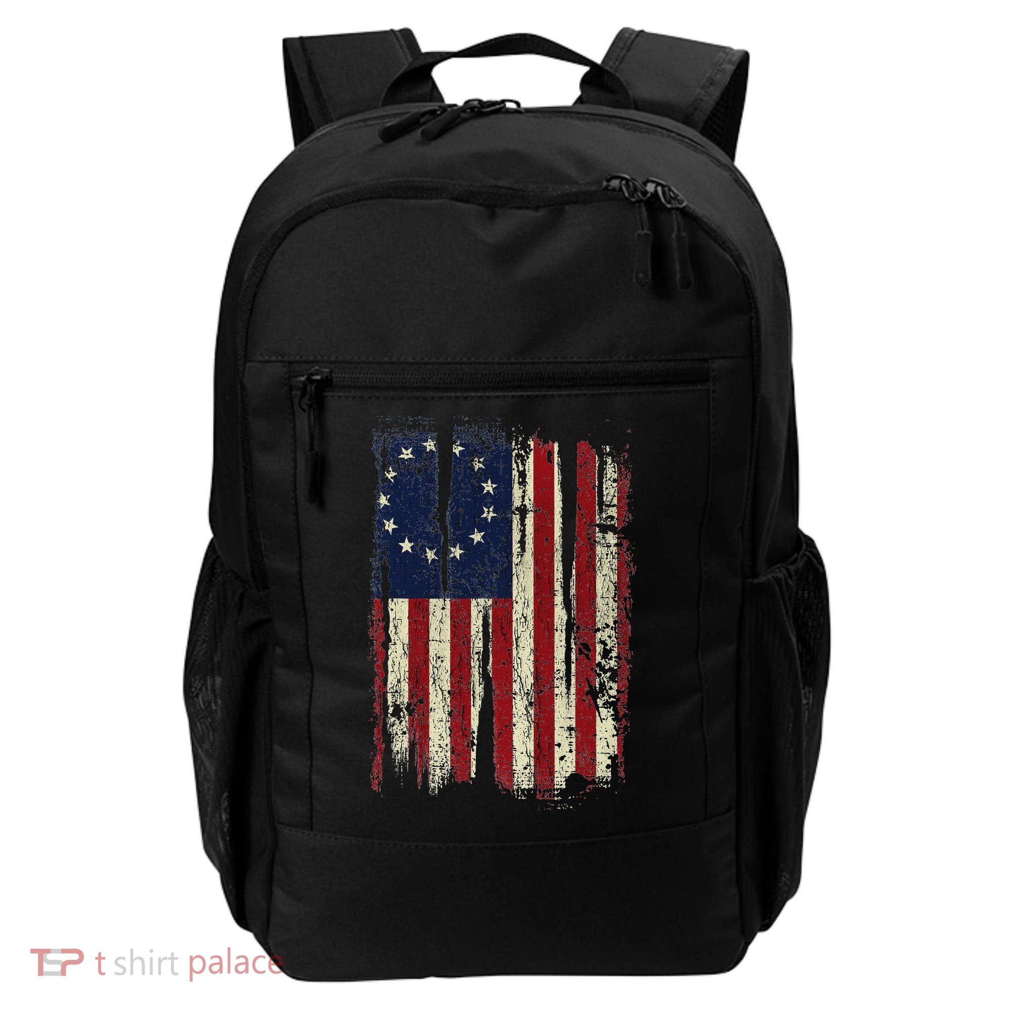 Distressed Betsy Ross American Flag 13 Star Colonies Patriot Backpack