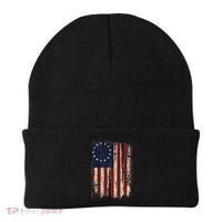 Distressed Betsy Ross American Flag 13 Star Colonies Patriot Beanie thumb 0