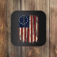 Distressed Betsy Ross American Flag 13 Star Colonies Patriot Coaster thumb 0