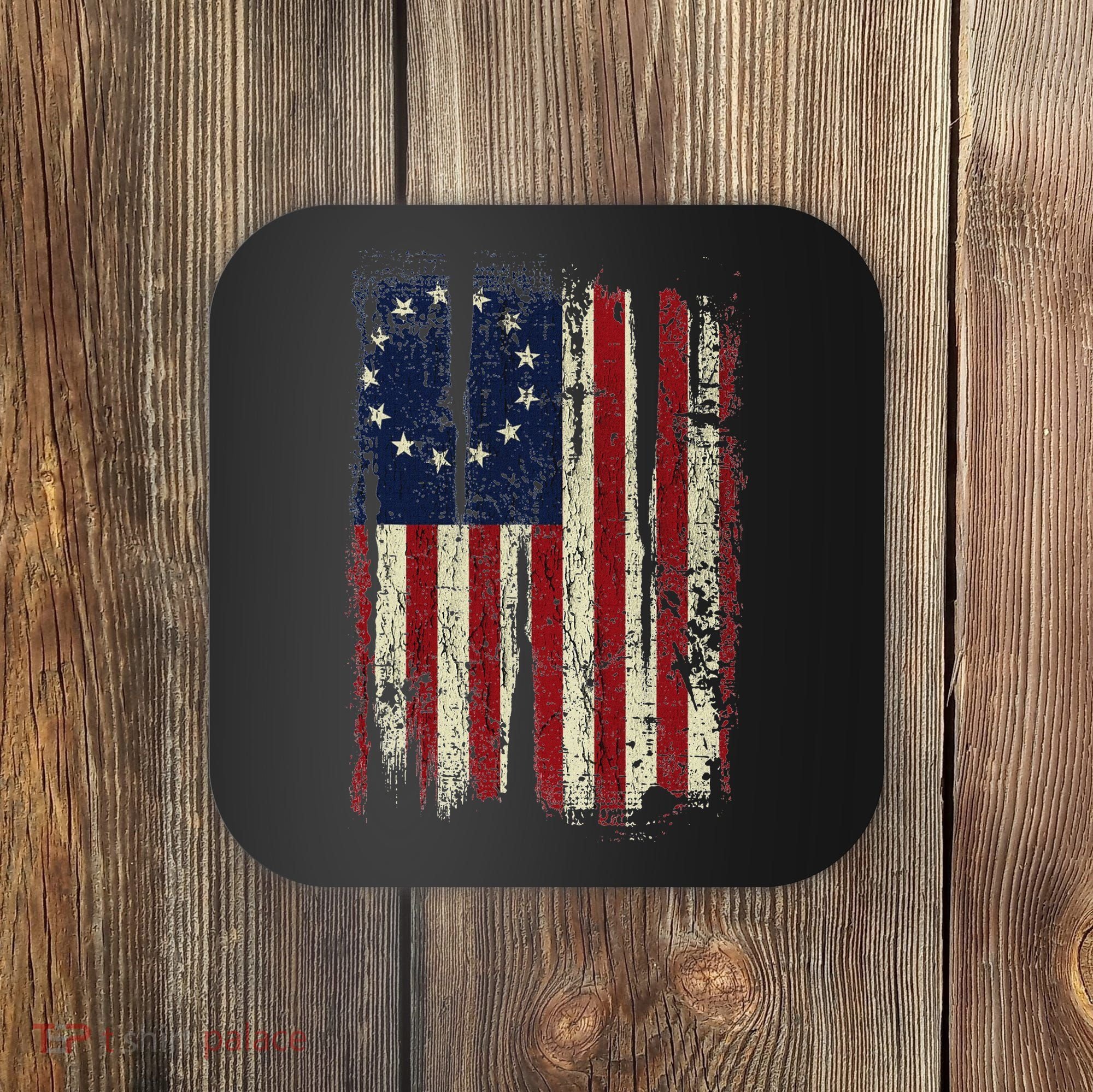 Distressed Betsy Ross American Flag 13 Star Colonies Patriot Coaster