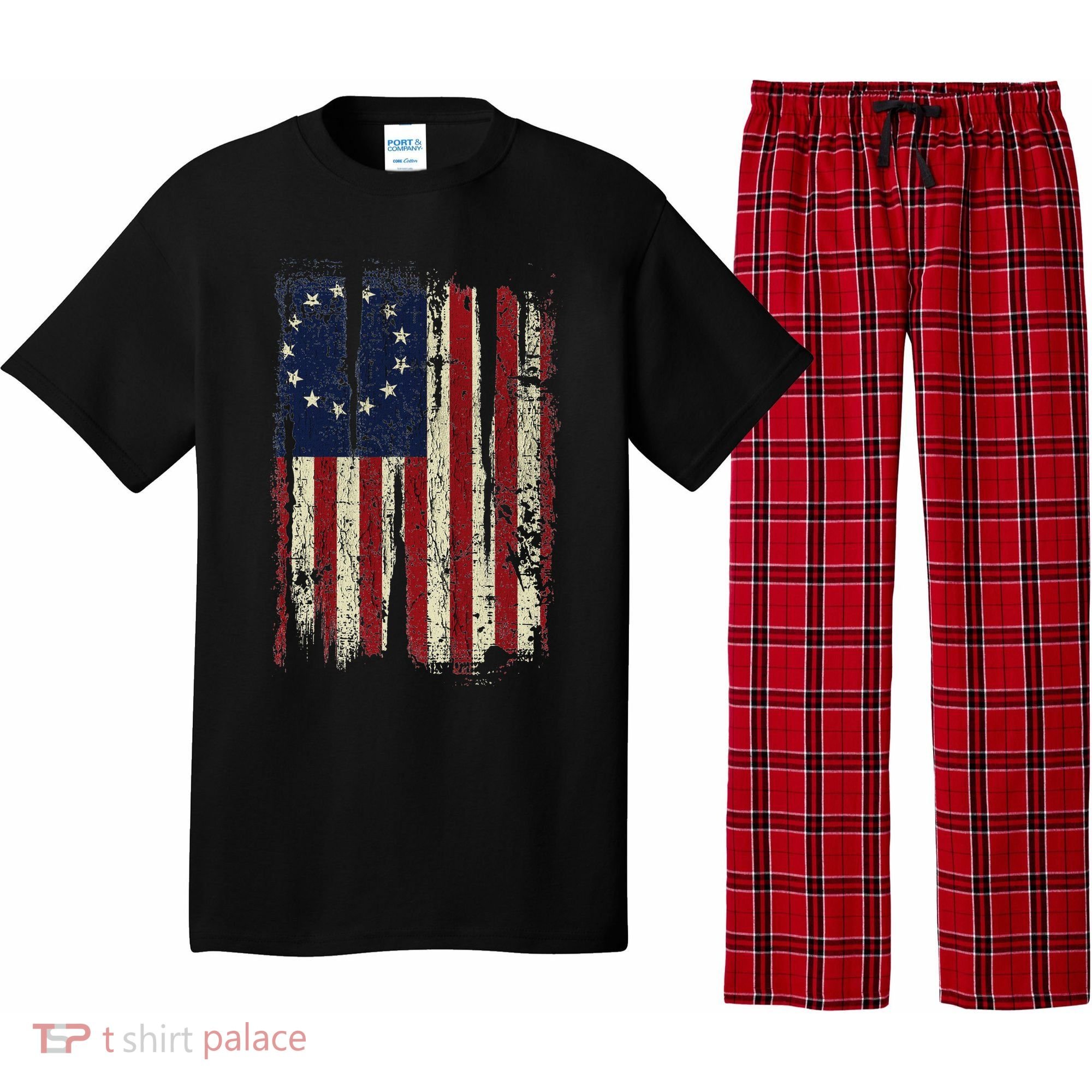 Distressed Betsy Ross American Flag 13 Star Colonies Patriot Pajama Set