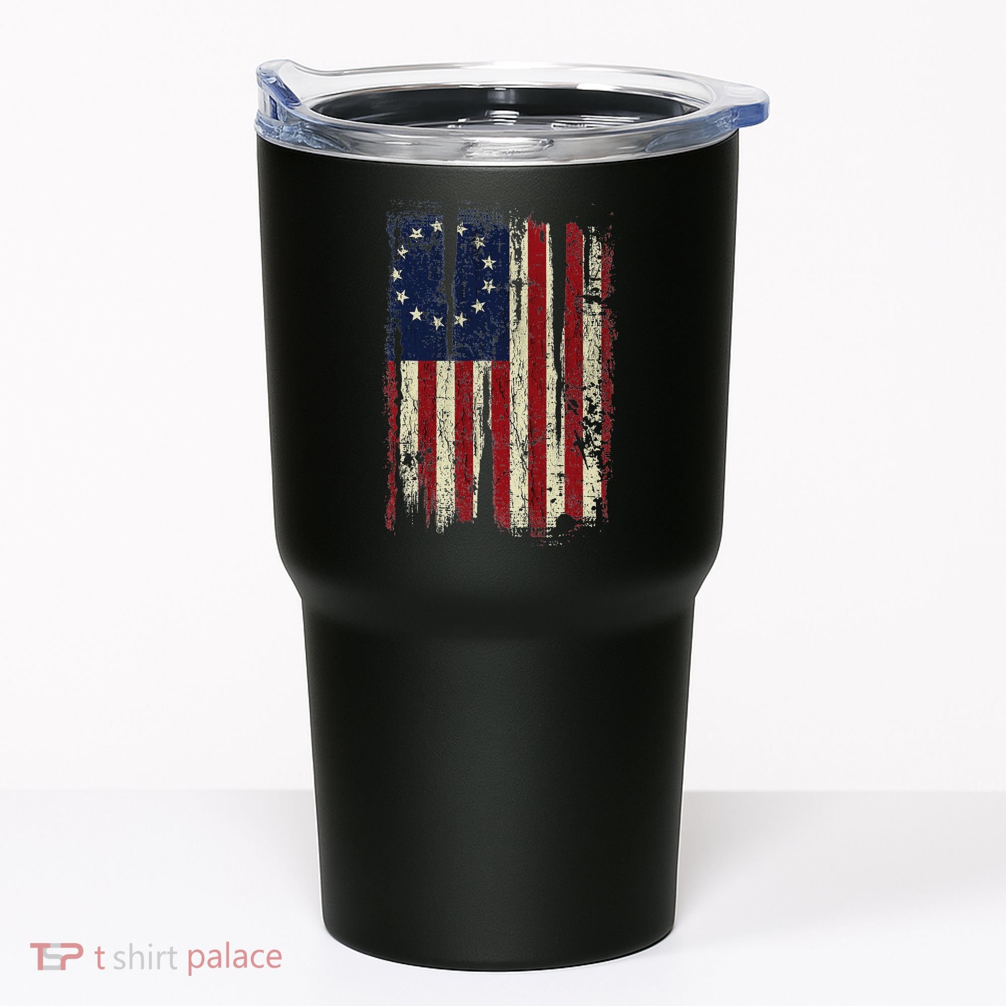 Distressed Betsy Ross American Flag 13 Star Colonies Patriot Tumbler