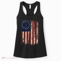 Distressed Betsy Ross American Flag 13 Star Colonies Patriot Women's Tank Top thumb 0
