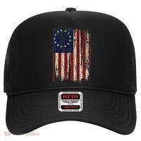 Distressed Betsy Ross American Flag 13 Star Colonies Patriot Hat thumb 0