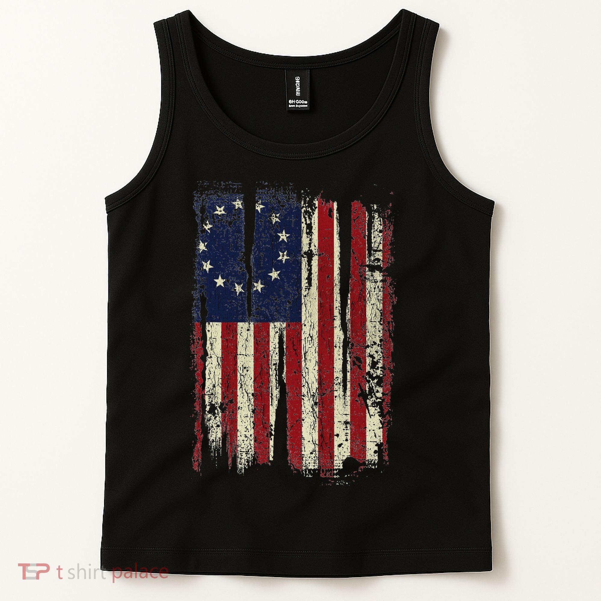 Distressed Betsy Ross American Flag 13 Star Colonies Patriot Tank Top