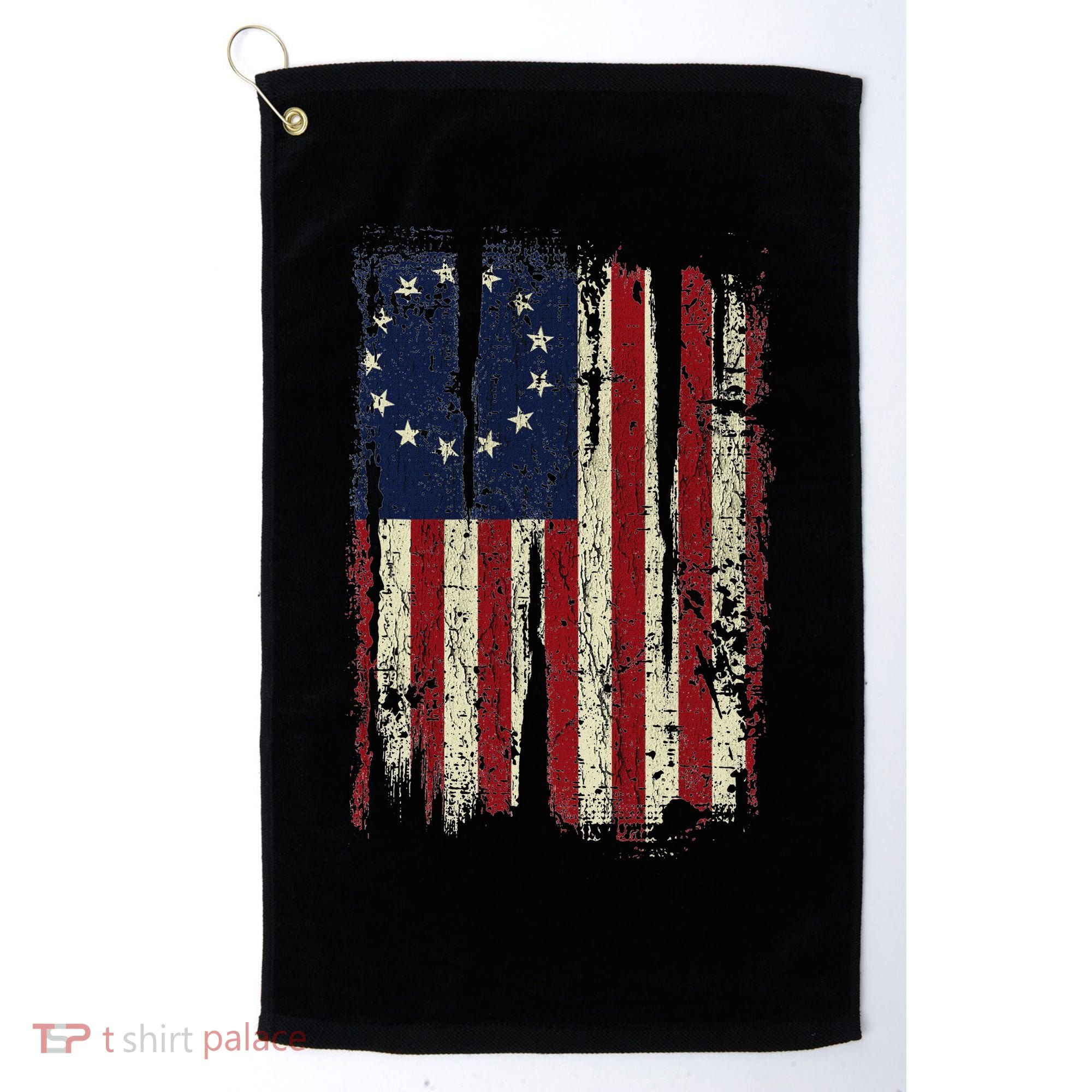 Distressed Betsy Ross American Flag 13 Star Colonies Patriot Golf Towel