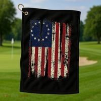 Distressed Betsy Ross American Flag 13 Star Colonies Patriot Golf Towel thumb 1