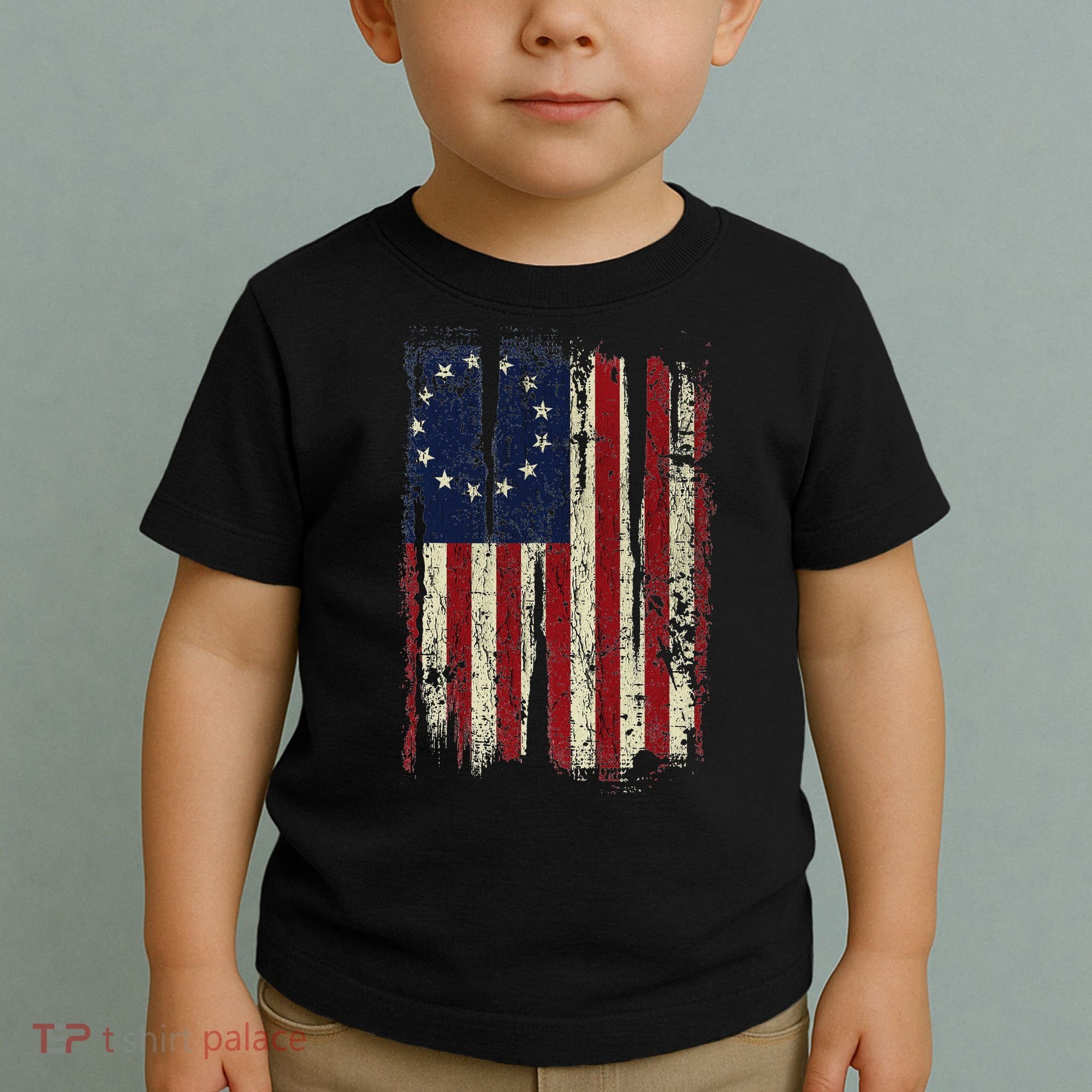 Distressed Betsy Ross American Flag 13 Star Colonies Patriot Toddler T-Shirt