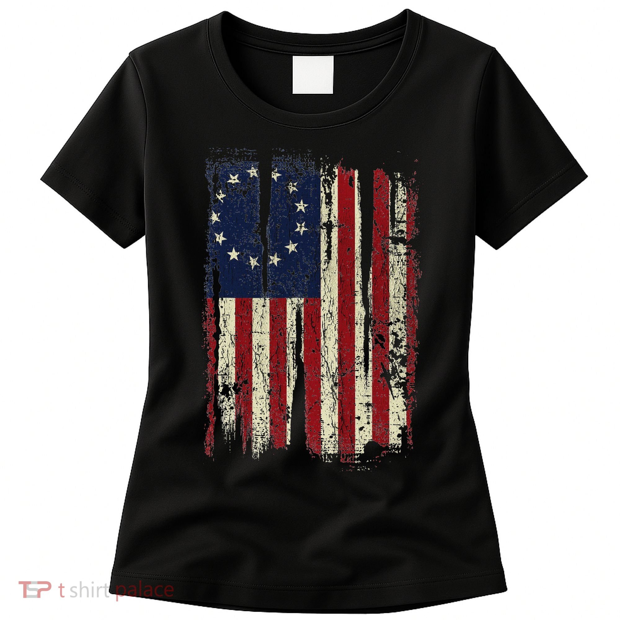 Distressed Betsy Ross American Flag 13 Star Colonies Patriot Women's T-Shirt