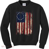 Distressed Betsy Ross American Flag 13 Star Colonies Patriot Kids Sweatshirt thumb 0