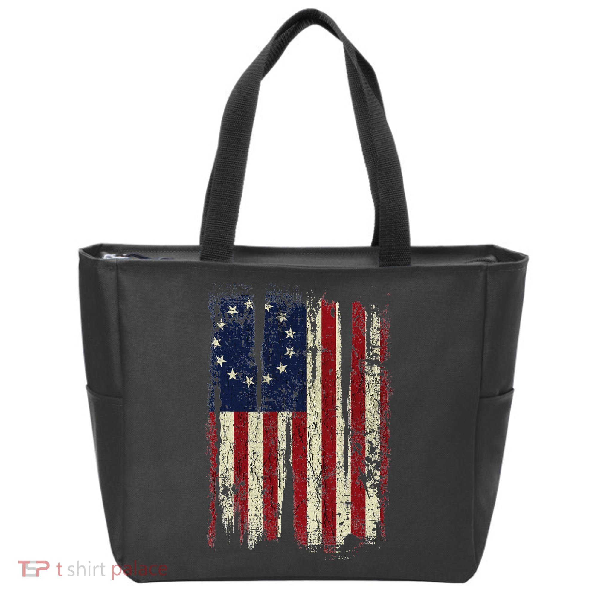 Distressed Betsy Ross American Flag 13 Star Colonies Patriot Tote Bag