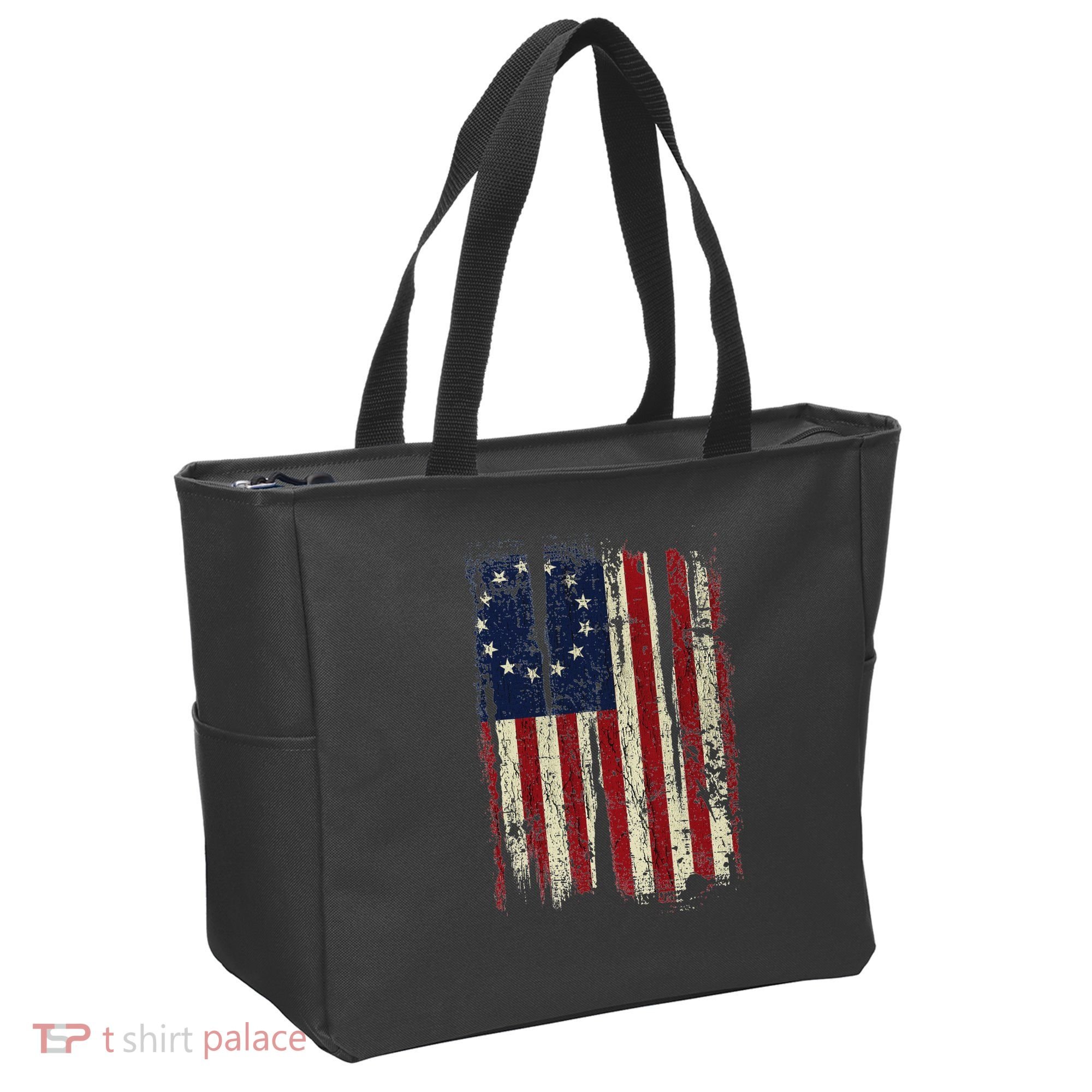Distressed Betsy Ross American Flag 13 Star Colonies Patriot Tote Bag