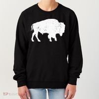 Distressed Buffalo Retro Bison Animal Lover Women's Sweatshirt thumb 0
