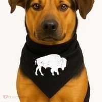 Distressed Buffalo Retro Bison Animal Lover USA-Made Doggie Bandana thumb 1