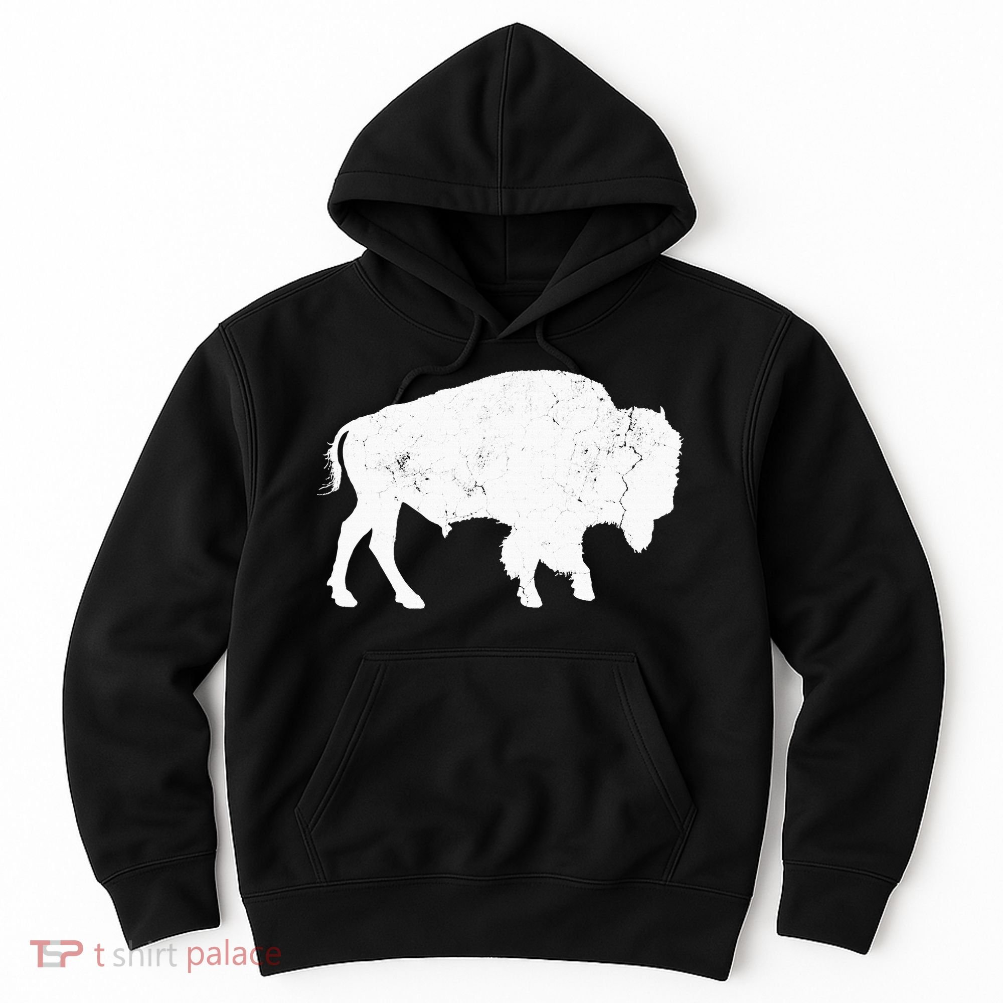 Distressed Buffalo Retro Bison Animal Lover Hoodie