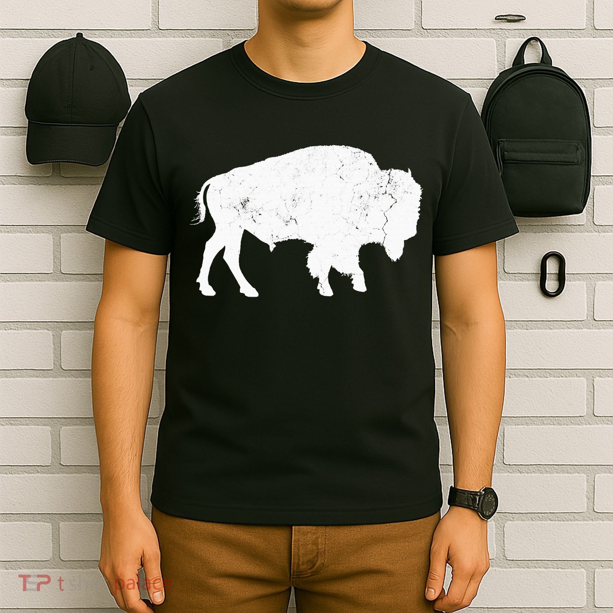 Distressed Buffalo Retro Bison Animal Lover T-Shirt