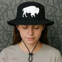 Distressed Buffalo Retro Bison Animal Lover Bucket Hat thumb 3