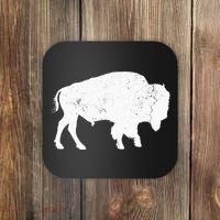 Distressed Buffalo Retro Bison Animal Lover Coaster thumb 0