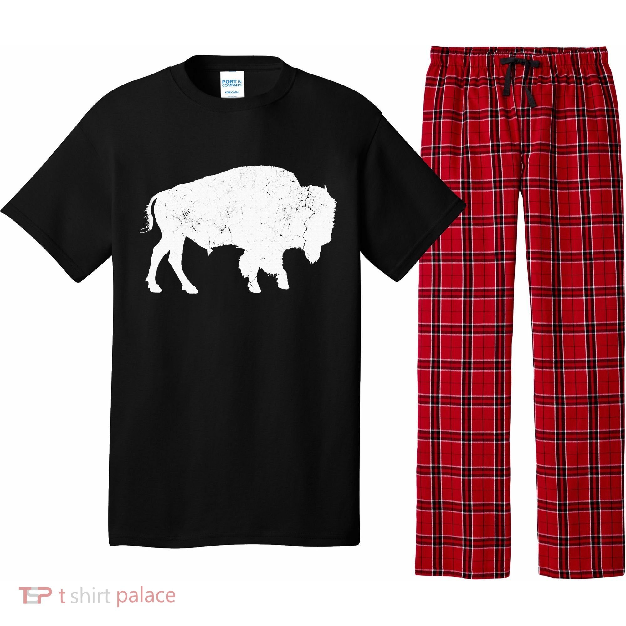 Distressed Buffalo Retro Bison Animal Lover Pajama Set