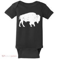 Distressed Buffalo Retro Bison Animal Lover Baby Bodysuit thumb 0