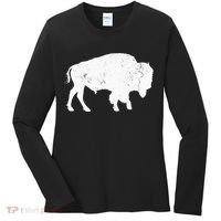 Distressed Buffalo Retro Bison Animal Lover Women's Long Sleeve Shirt thumb 0