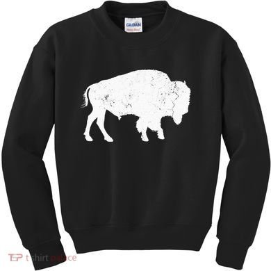 Distressed Buffalo Retro Bison Animal Lover Kids Sweatshirt