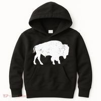 Distressed Buffalo Retro Bison Animal Lover Kids Hoodie thumb 0