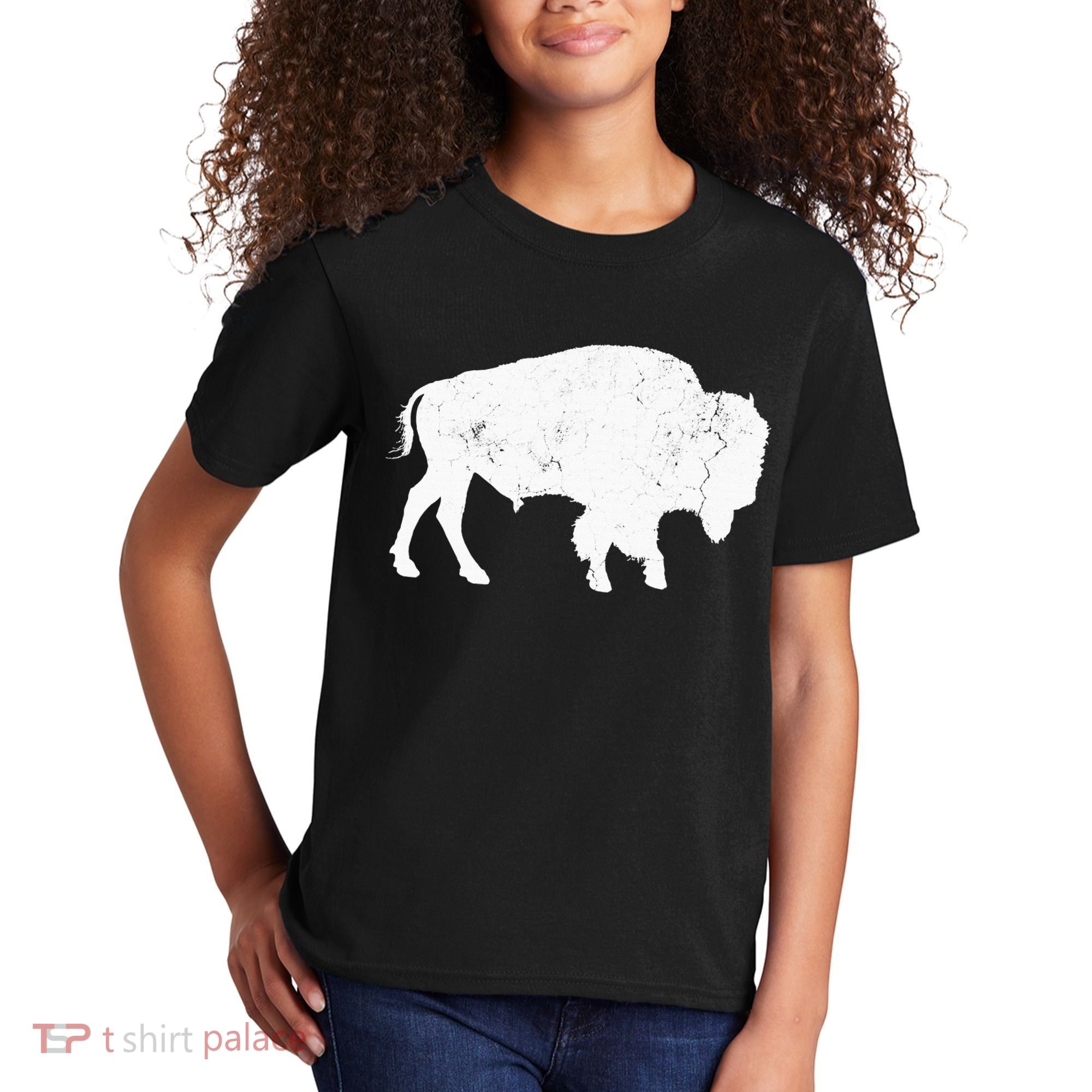 Distressed Buffalo Retro Bison Animal Lover Kids T-Shirt
