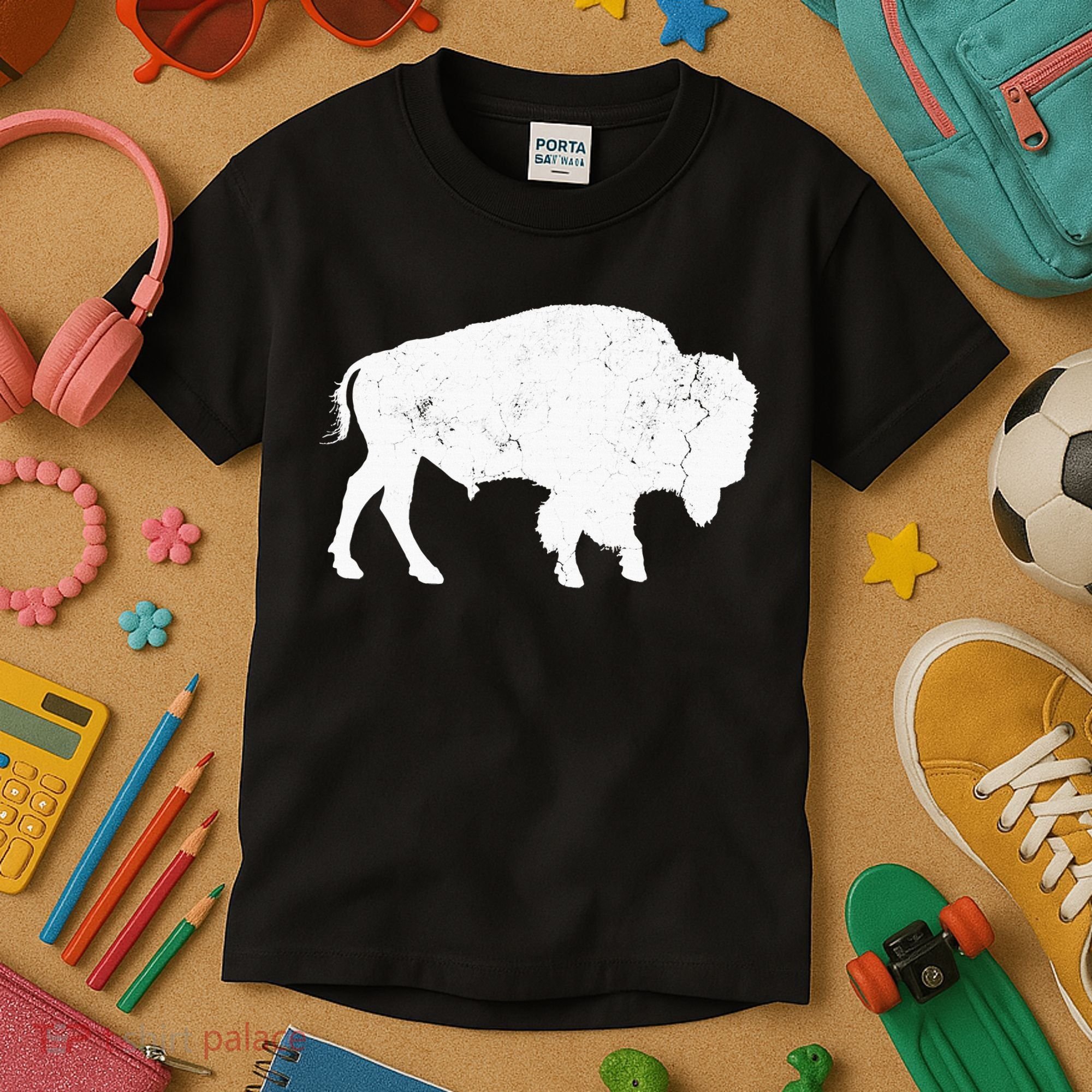 Distressed Buffalo Retro Bison Animal Lover Kids T-Shirt