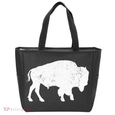 Distressed Buffalo Retro Bison Animal Lover Tote Bag