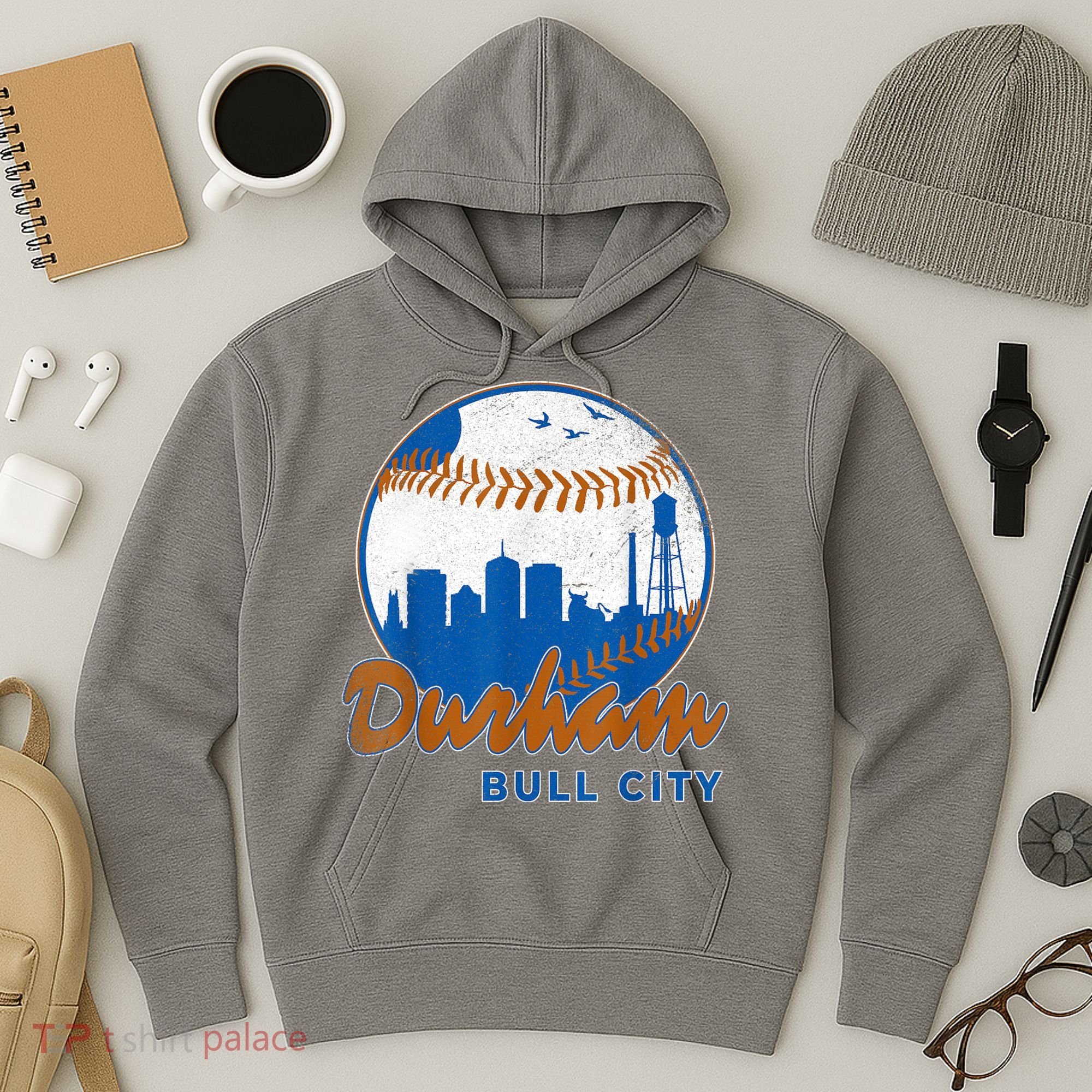 Durham Baseball Skyline Classic Bull City North Carolina Hoodie